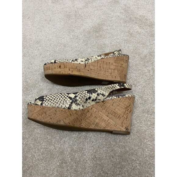 Coach Snakeskin Peep Toe Slingback Wedge Sandals Heels 9.5B Flaw - Picture 3 of 12